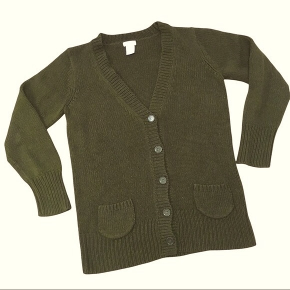 Olive Green Cardigan Sweater